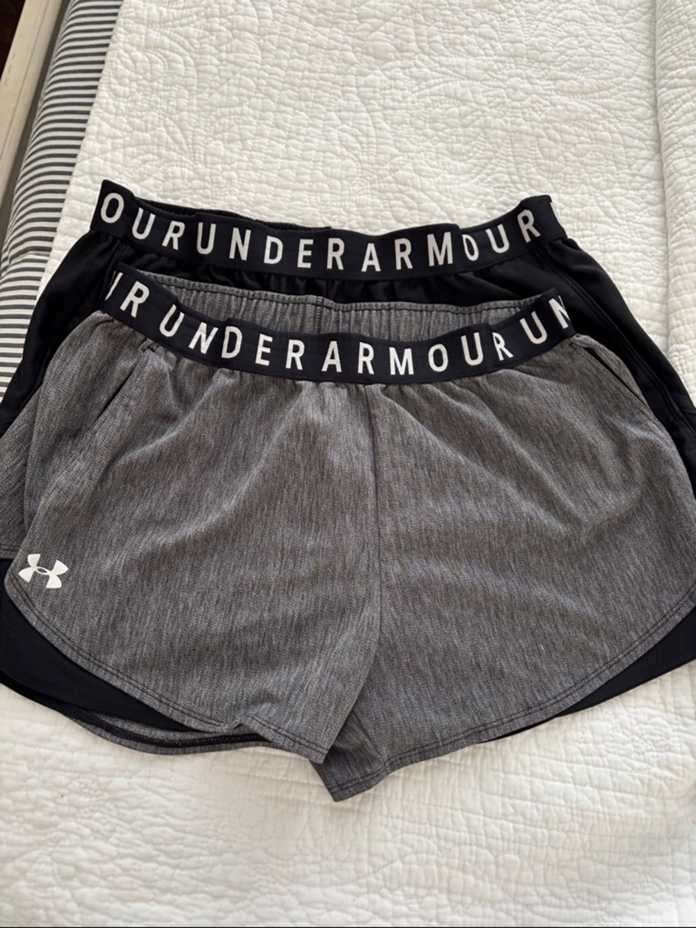 Under Armour Women's Black and Gray Athletic Shorts Duo